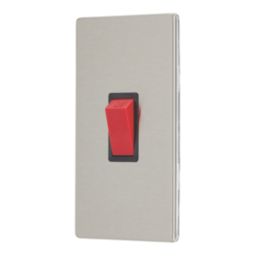 Contactum Lyric 45A 1-Gang DP Control Switch Brushed Steel  with Black Inserts