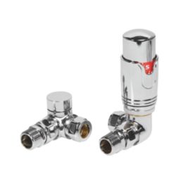 Towelrads  15mm x 1/2" Chrome Corner Modern Thermostatic Radiator Valve & Lockshield