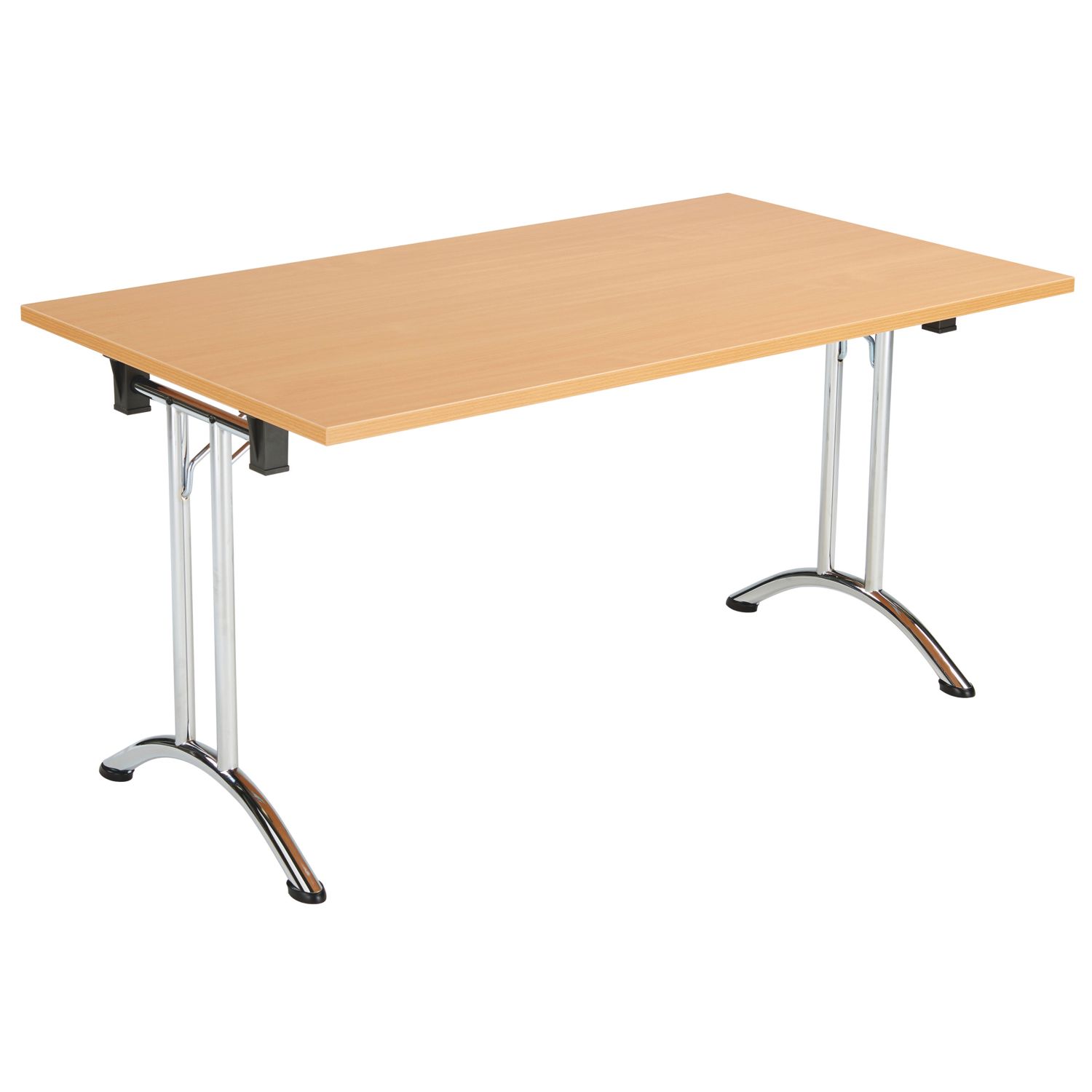 TC Group One Union Rectangular Folding Table Beech/Chrome 1400mm x 800mm (514TT)