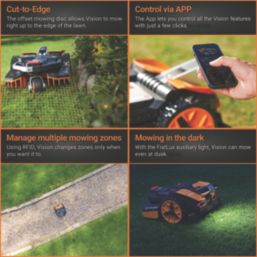 Worx 20V 4.0Ah Li-Ion PowerShare Pro Brushless Cordless 22mm Landroid Vision WR216E L1600 Robotic Lawn Mower