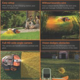 Worx 20V 4.0Ah Li-Ion PowerShare Pro Brushless Cordless 22mm Landroid Vision WR216E L1600 Robotic Lawn Mower
