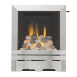 Focal Point Lulworth Stainless Steel Slide Control Inset Gas Full Depth Fire 485mm x 180mm x 585mm