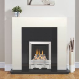 Focal Point Lulworth Stainless Steel Slide Control Inset Gas Full Depth Fire 485mm x 180mm x 585mm