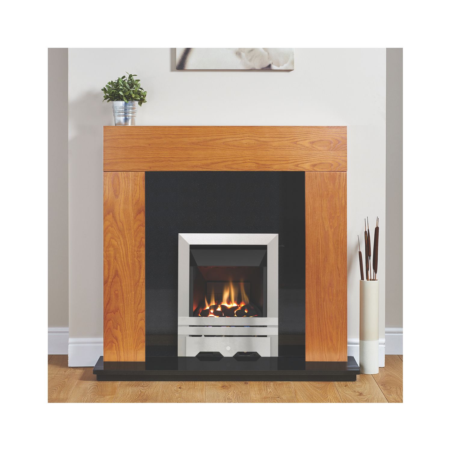Focal Point Lulworth Stainless Steel Slide Control Inset Gas High Efficiency Fire 500mm x 125mm x 585mm (51527)