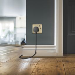 British General Nexus Metal 13A 1-Gang DP Switched Plug Socket Antique Brass  with Black Inserts