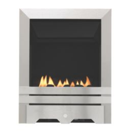 Focal Point Lulworth Stainless Steel Rotary Control Gas Inset Flueless Fire 497mm x 620mm