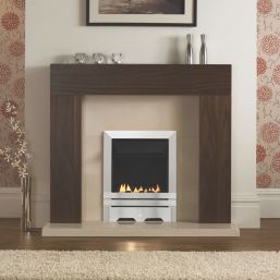 Focal Point Lulworth Stainless Steel Rotary Control Gas Inset Flueless Fire 497mm x 620mm