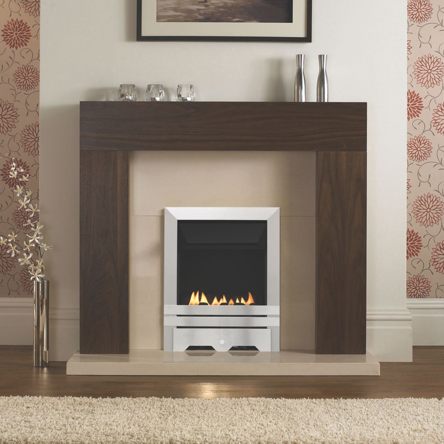 Focal Point Lulworth Stainless Steel Rotary Control Gas Inset Flueless Fire 497mm x 620mm (51560)