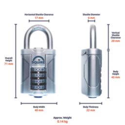 Squire Vulcan Weatherproof  Combination  High Security Padlock Blue/Chrome 40mm