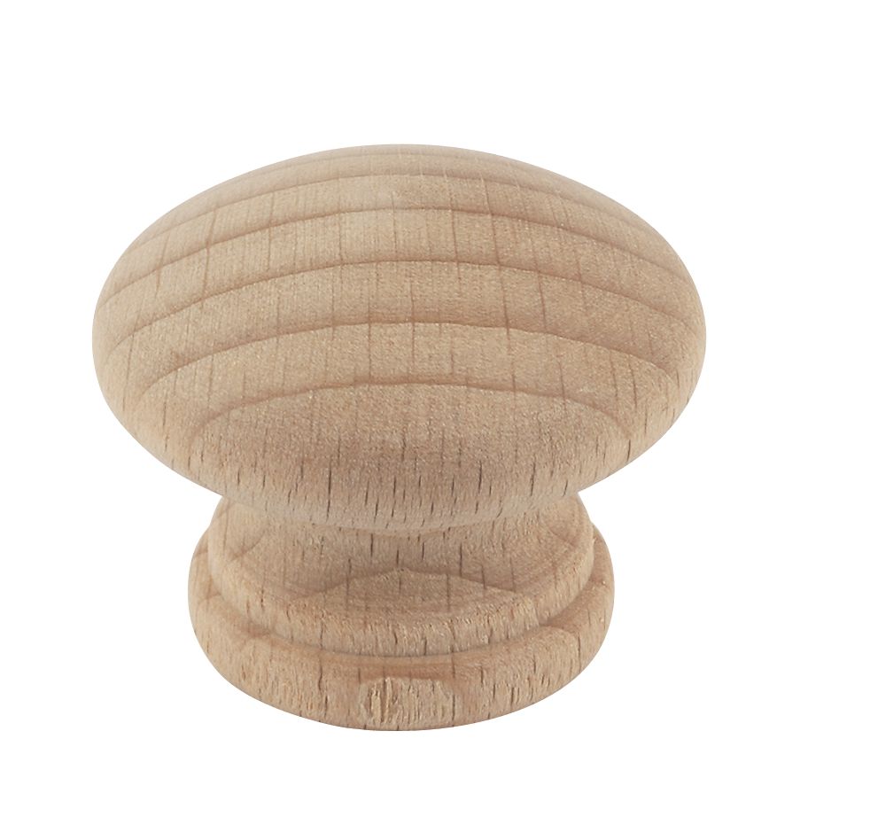 Traditional Cabinet Door Knobs Plain Beech 30mm 2 Pack