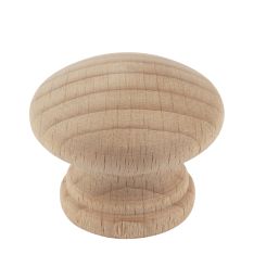 Essentials  Traditional Cabinet Door Knobs Plain Beech 30mm 2 Pack