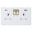 Knightsbridge Screwless 13A 2-Gang SP Switched Socket + 4.0A 20W 2-Outlet Type A & C USB Charger Matt White with White Inserts