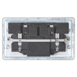 Knightsbridge Screwless 13A 2-Gang SP Switched Socket + 4.0A 20W 2-Outlet Type A & C USB Charger Matt White with White Inserts