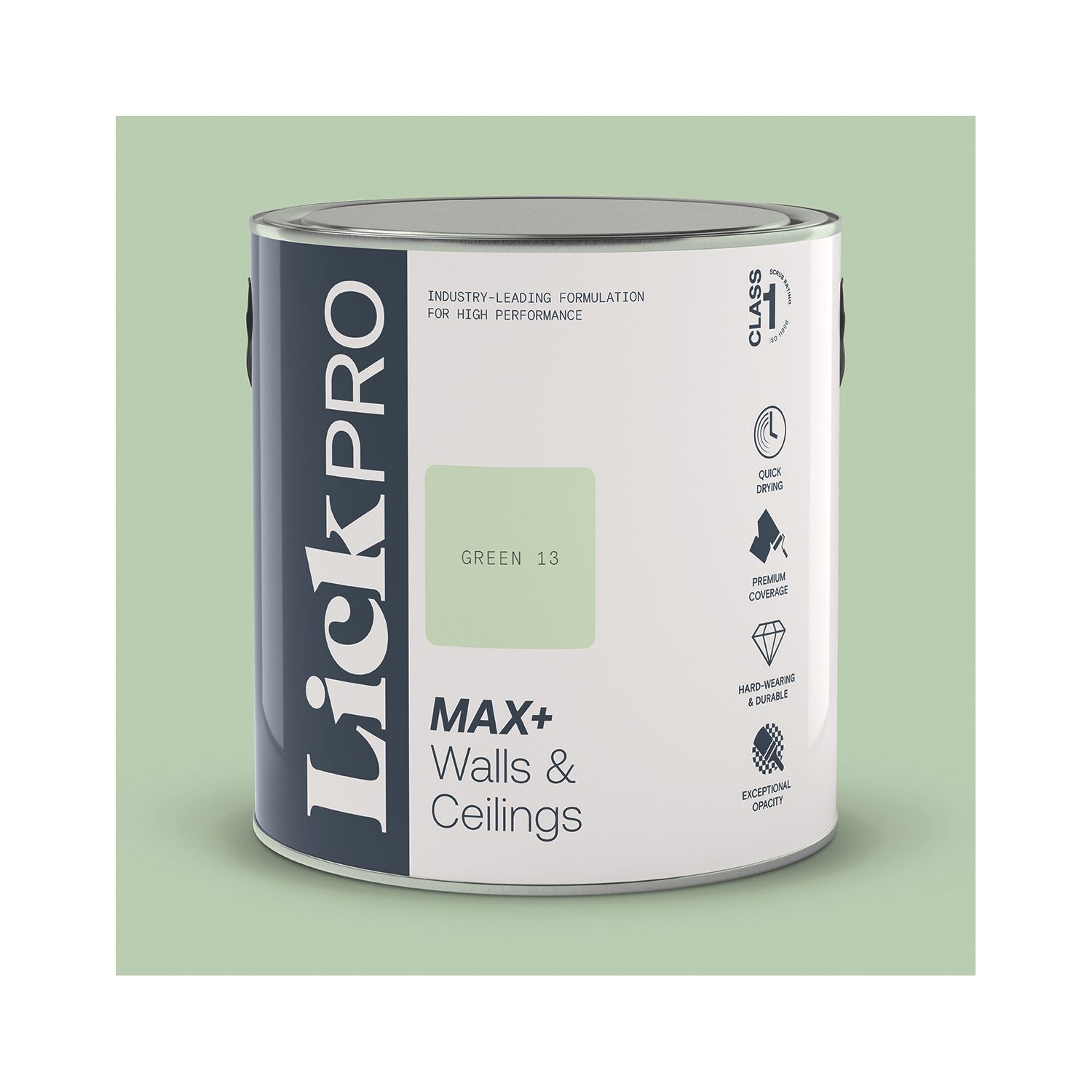 LickPro Max+ 2.5Ltr Green 13 Matt Emulsion Paint (515JY)
