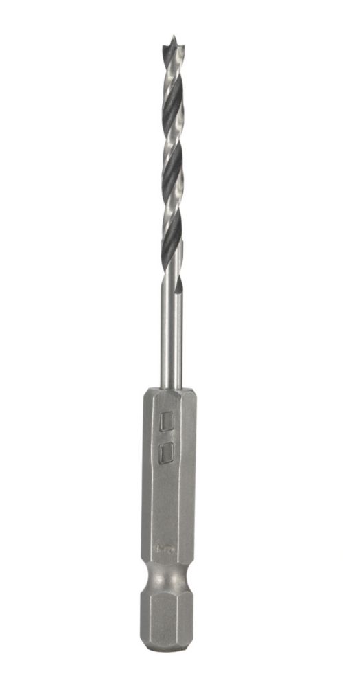 Titan Hex Shank Double Flute Brad Point Wood Drill Bit 3mm x 79mm Screwfix