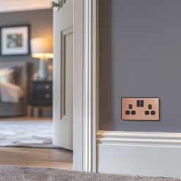 British General Evolve 13A 2-Gang SP Switched Socket Copper  with Black Inserts