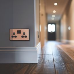 British General Evolve 13A 2-Gang SP Switched Socket Copper  with Black Inserts