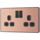 British General Evolve 13A 2-Gang SP Switched Socket Copper  with Black Inserts