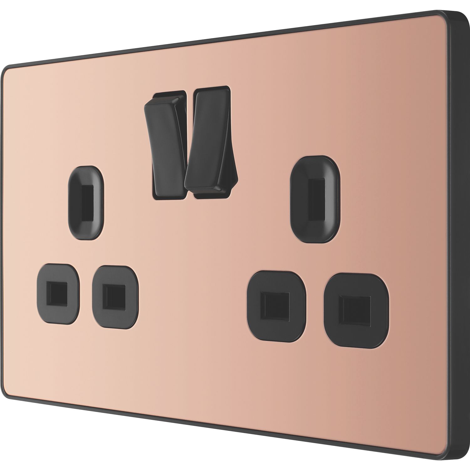 British General Evolve 13A 2-Gang SP Switched Socket Copper with Black Inserts (515RF)