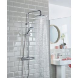 Bristan Buzz2 Rear-Fed Exposed Chrome Thermostatic Bar Mixer Shower with Adjustable Riser Kit & Diverter