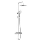 Bristan Buzz2 Rear-Fed Exposed Chrome Thermostatic Bar Mixer Shower with Adjustable Riser Kit & Diverter