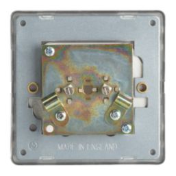 Contactum Lyric 2-Gang Female Coaxial TV Socket Brushed Steel with White Inserts