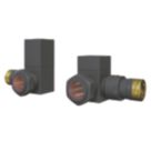 ETAL Swelt 15mm x 1/2" Anthracite Corner Designer Manual Radiator Valve Head & Body  2 Pack