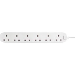 Masterplug 13A 6-Gang Unswitched  Extension Lead White 1m
