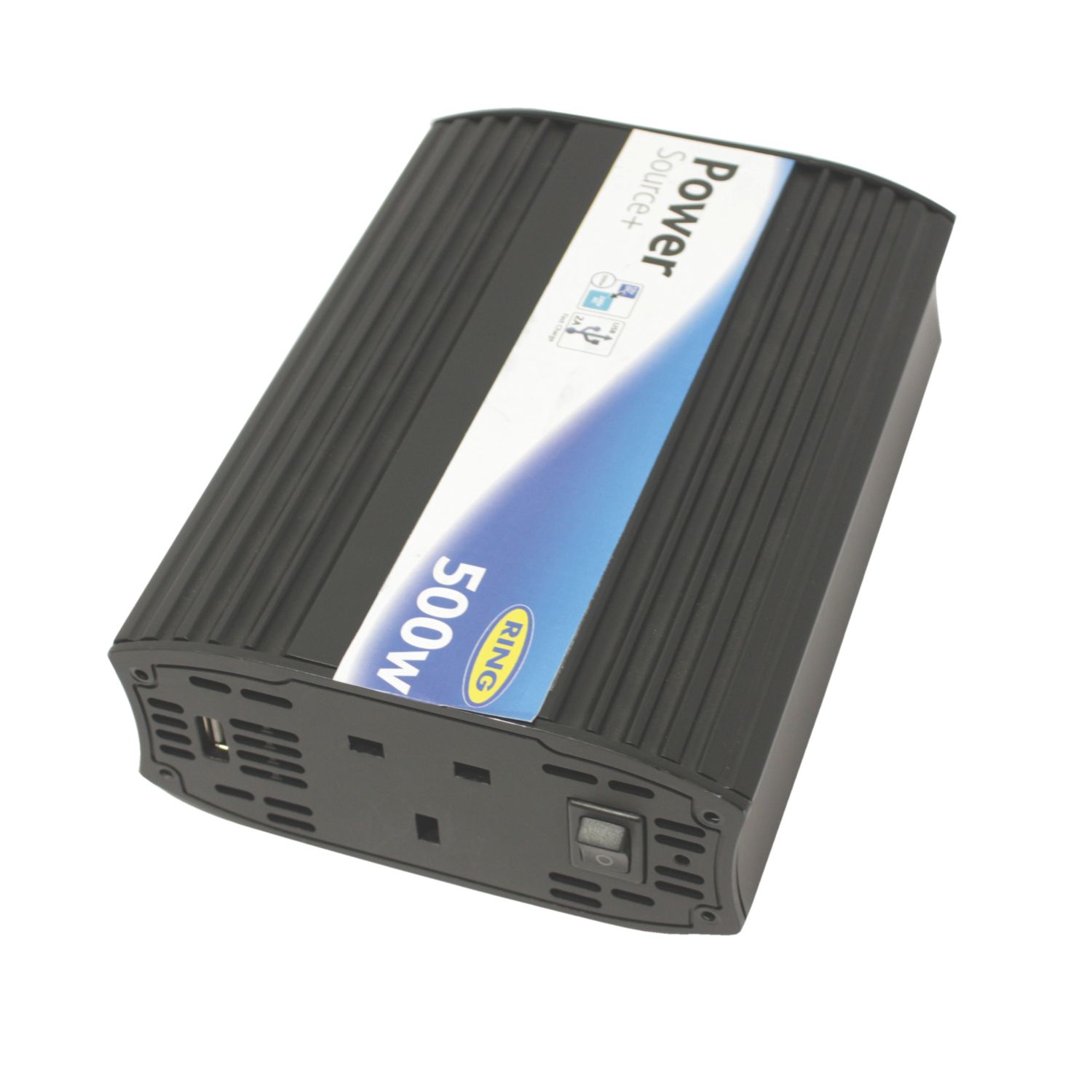 Ring Power Source 400W 15V to 230V Inverter Single Socket + Type A USB Charger (51612)