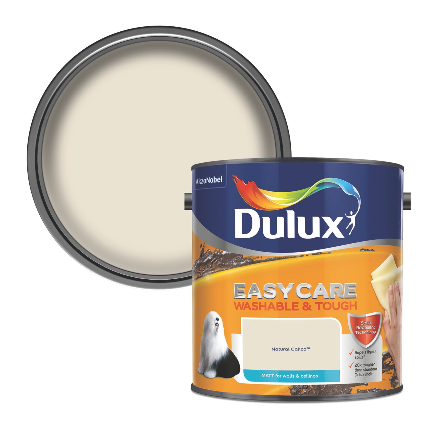 Dulux EasyCare Washable & Tough 2.5Ltr Natural Calico Matt Emulsion Paint (5161T)