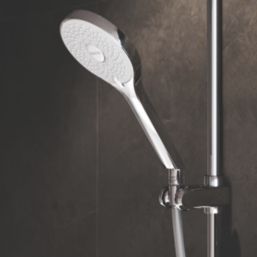 Aqualisa Optic Q HP/Combi Ceiling-Fed Chrome Thermostatic Dual Outlet Exposed Smart Shower with Adjustable Head & Bath Overflow Filler