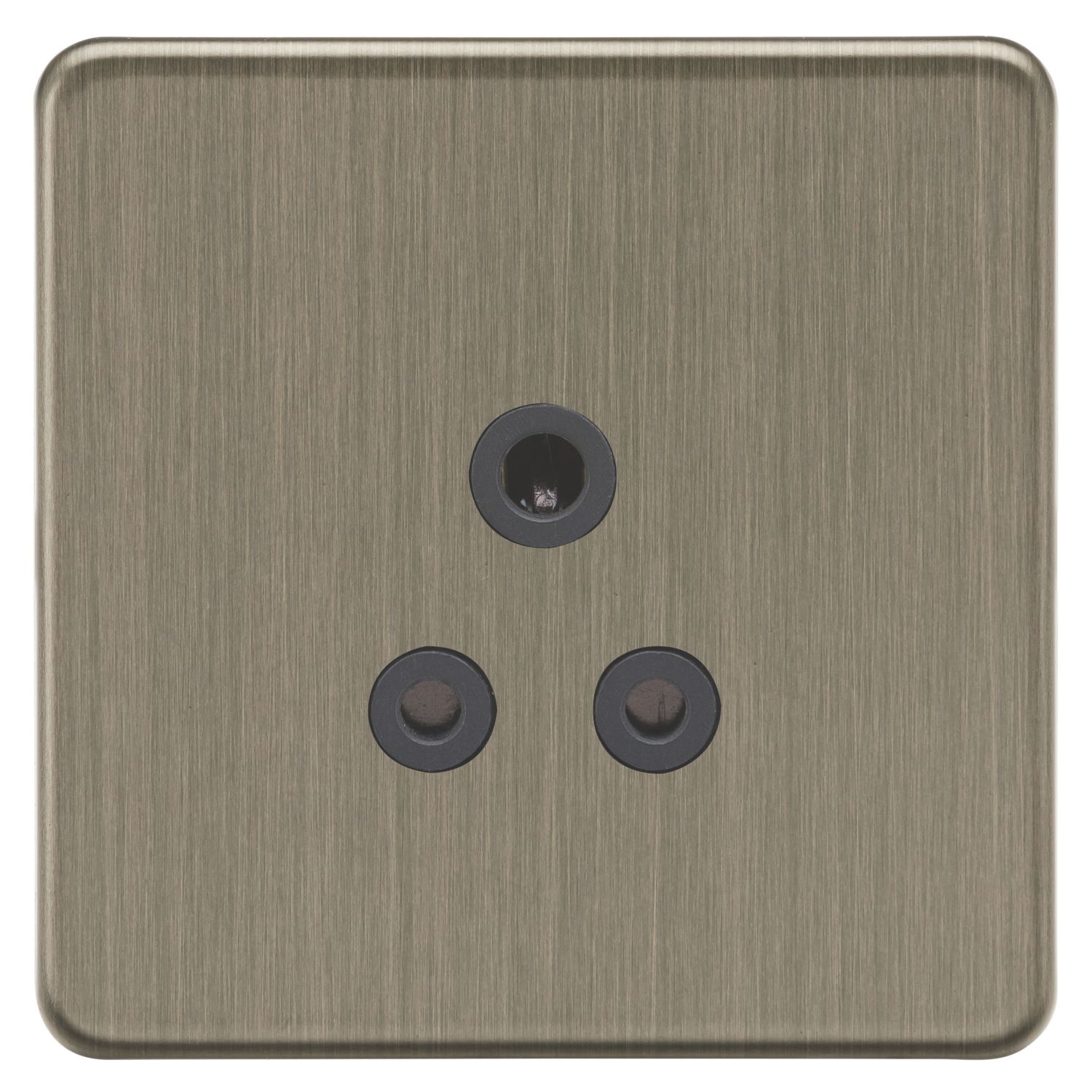 Knightsbridge Screwless 5A 1-Gang Unswitched Socket Antique Brass with Black Inserts (516CR)