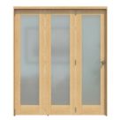 Green & Taylor  3-Door 1-Frosted Light Satin Lacquered Oak Wooden Shaker Internal Bi-Fold Fully Finished Door 2060mm x 1794mm