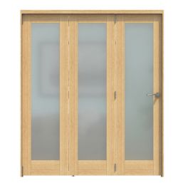 Green & Taylor  3-Door 1-Frosted Light Satin Lacquered Oak Wooden Shaker Internal Bi-Fold Fully Finished Door 2060mm x 1794mm