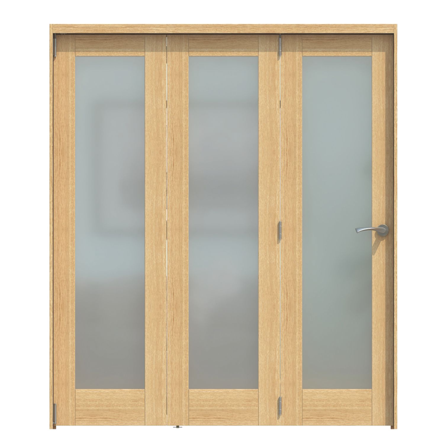 Green & Taylor 3-Door 1-Frosted Light Satin Lacquered Oak Wooden Shaker Internal Bi-Fold Fully Finished Door 2060mm x 1794mm (516CT)