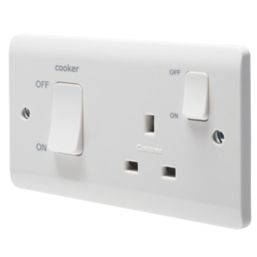 Crabtree Instinct 45A 2-Gang DP Cooker Switch & 13A DP Switched Socket White