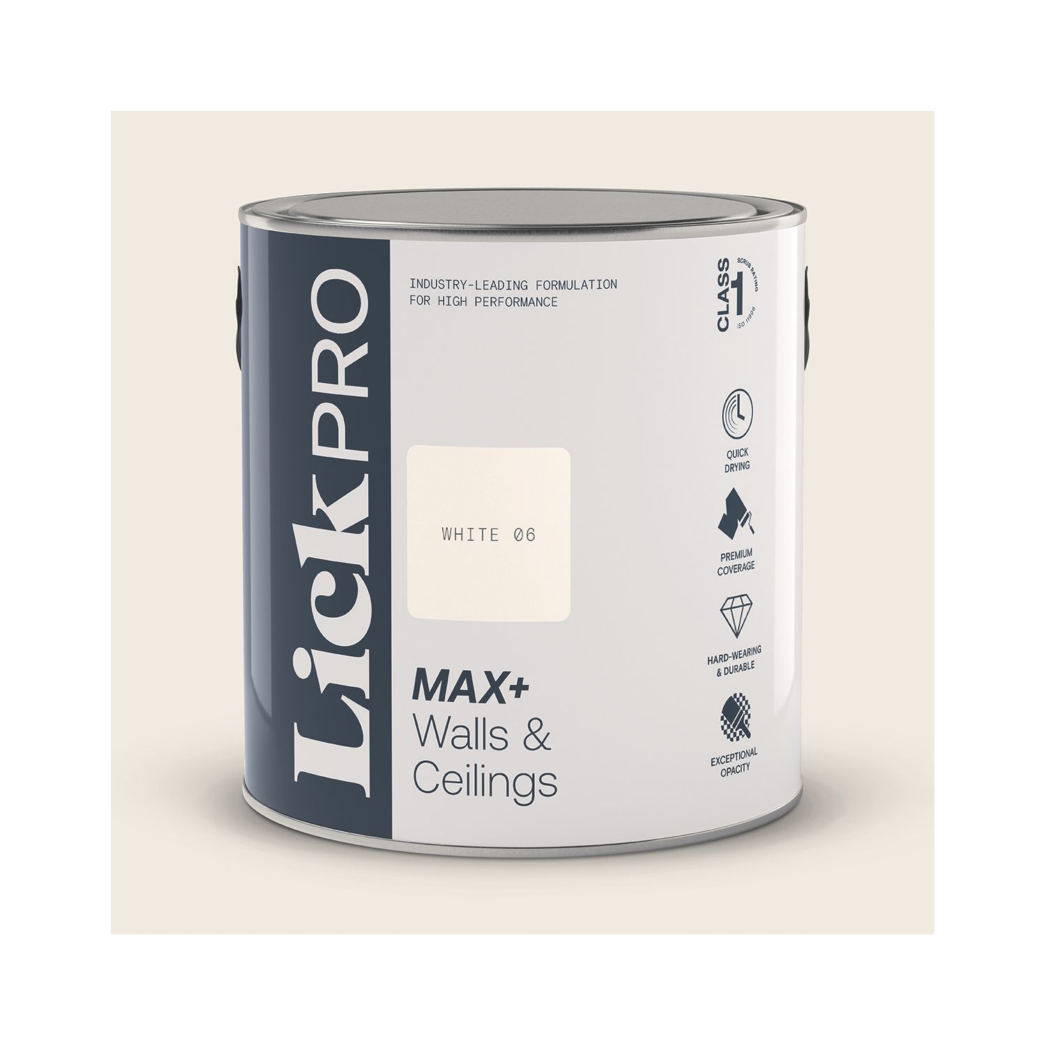 LickPro Max+ 2.5Ltr White 06 Matt Emulsion Paint (516JY)