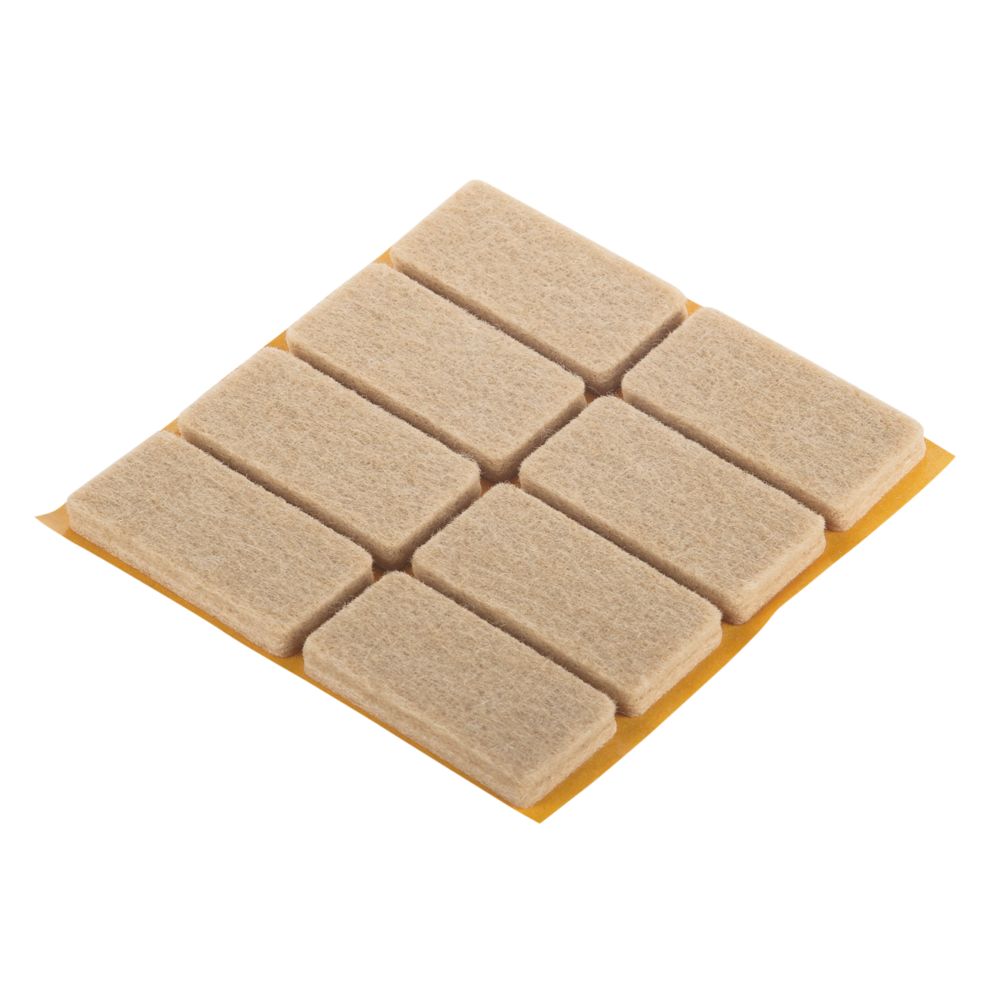 Fix O Moll Natural Rectangular Self Adhesive Parquet Gliders 20mm x 40mm 8 Pack Screwfix