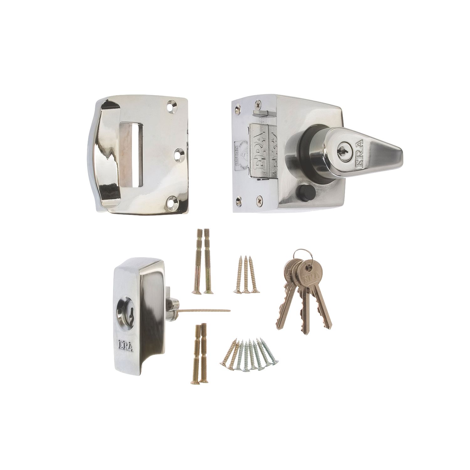 ERA 1830-37-1 Double Locking Night Latch Polished Chrome 40mm Backset (516KR)