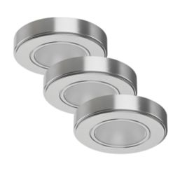 Sensio Zeta Round LED Cabinet Downlight Brushed Steel 6W 180lm 3 Pack