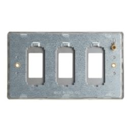 Contactum Lyric 3-Module Grid Faceplate Brushed Steel