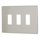 Contactum Lyric 3-Module Grid Faceplate Brushed Steel