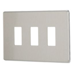 Contactum Lyric 3-Module Grid Faceplate Brushed Steel