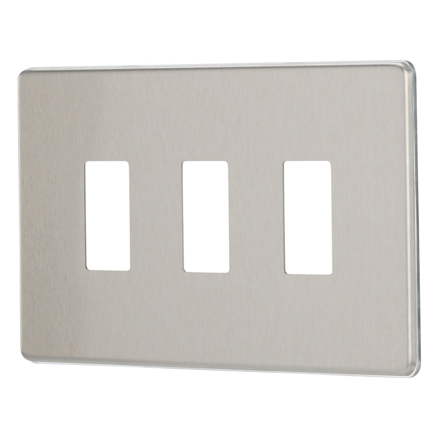 Contactum Lyric 3-Module Grid Faceplate Brushed Steel (516RP)