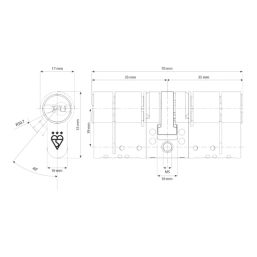 Smith & Locke Fire Rated 3 Star Diamond Double Cylinder Lock 35-35 (70mm) Satin Nickel