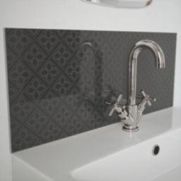 Laura Ashley Mr Jones Self-Adhesive Bathroom Splashback Gloss Metallic Charcoal 250mm x 600mm x 4mm