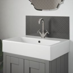 Laura Ashley Mr Jones Self-Adhesive Bathroom Splashback Gloss Metallic Charcoal 250mm x 600mm x 4mm