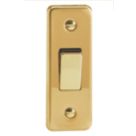 Varilight  10A 1-Gang 2-Way Architrave Light Switch  Polished Brass with Colour-Matched Inserts
