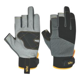 Site SWG312 3 Finger Performance Gloves Grey / Black / Gold Large