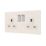 Varilight  13AX 2-Gang DP Switched Plug Socket Ice White  with White Inserts